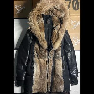 Rudsak 
Arly Leather Sleeved Parka With Fur Trim